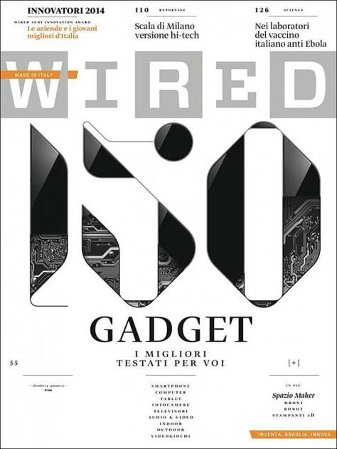 Coverjunkie | Wired (Italy) - Coverjunkie Wired Magazine Cover, Typographic Artwork, Magazine Cover Ideas, Magazine Design Cover, Industrial Design Portfolio, Tech Magazines, Wired Magazine, Magazine Layout Design, Magazine Cover Design