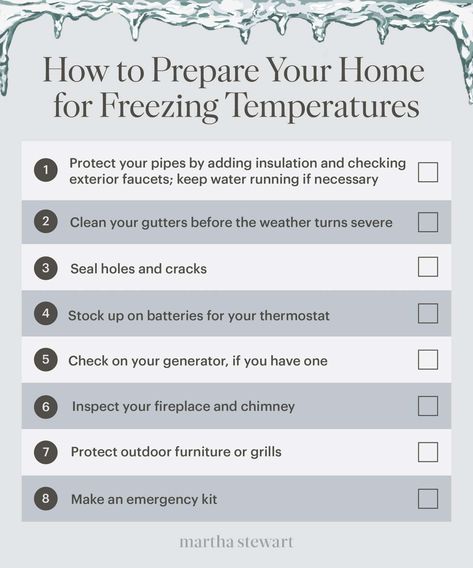 How to Winterize Your Home and Prepare for Freezing Temperatures Winterize Your Home, Winter Preparedness, Winter Checklist, Door Sweeps, Arctic Blast, Frozen Pipes, The Checklist, Emergency Preparedness Kit, Pipe Insulation