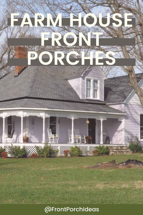 Check out our post on farm house front porches. From wrap around farm house porches to smaller front porches, we show you how to utilize and design the perfect country style porch for you farm house. Farmhouses With Porches, How To Decorate A Wrap Around Porch, Front Wrap Around Porch, Country Style Front Porch, Porch Without Railing, Country Porches Farmhouse, Farmhouse Porch Ideas, House With Front Porch, House Wrap Around Porch