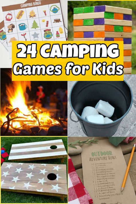 Camping Games for Kids - 24 Fun camping games for kids Family Camping Games Ideas, Fun Camping Games For Families, Camp Themed Games For Kids, Fun Camping Games For Kids, Camping Party Games For Kids, Camping Theme Games For Kids, Camp Theme Games, Camping Theme Party Games, Camp Games For Kids Group Activities