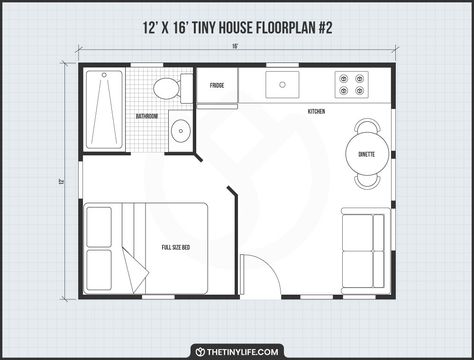 12 x 16 Tiny Home Designs, Floorplans, Costs And More - The Tiny Life Tiny Guest House Floor Plans, 12x16 Tiny House Floor Plans With Loft, Tiny Home Shower Ideas, 12x28 Tiny House Floor Plans, 12 X 20 Tiny House Floor Plan, 12x16 Tiny House Floor Plans, 10x12 Tiny House, Bunkie Ideas, Tiny Home Floorplan