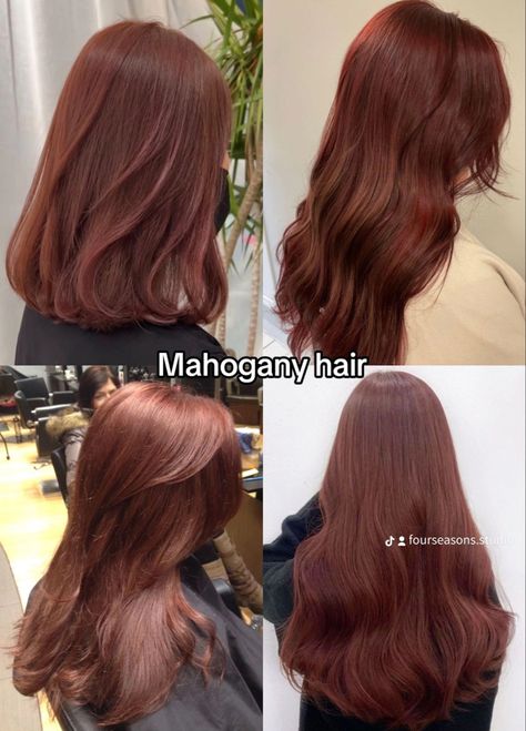 Mahagoni Hair Color Brown, Ash Brown And Red Hair, Hair Color Ideas Autumn, Brick Hair Color, Haircut For Red Hair, Hair Colours For Brown Hair, Natural Deep Red Hair, Cool Toned Red Brown Hair, Hair Dye Inspo Highlights