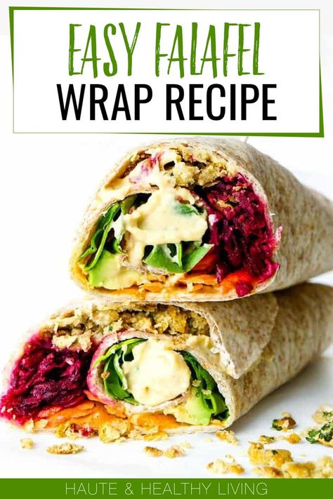 This vegan rainbow falafel wrap is a Mediterranean-inspired meal packed full of nutrients, color, and flavor! Whip up a batch of falafels ahead of time and assemble these wraps throughout the week for a quick, easy and healthy meatless meal. Gluten-free, vegan, and dairy-free - follow the recipe here; click to continue. Falafel Wrap Recipe, Healthy Make Ahead Lunch, Vegan Falafel, Meatless Meals Healthy, Falafel Wrap, Sweet Potato Hummus, Healthy Sandwich, Low Carb Wraps, Vegan Wraps