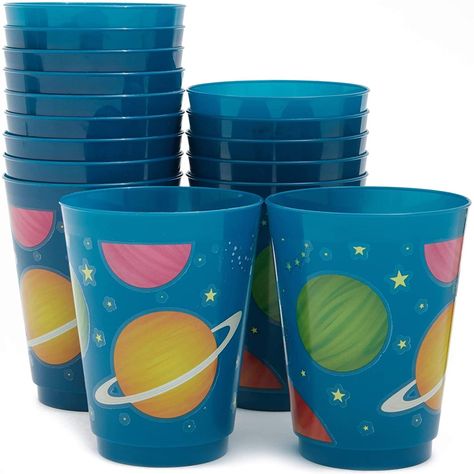 PRICES MAY VARY. 16 OZ PLASTIC CUPS: Add these blue cups to the dining table setting, or use them at your buffet and dessert table to bring the outer space party decorations to all areas of your event SPACE PARTY SUPPLIES: Add these festive plastic cups to your party supplies and impress your guests with a fun cohesive theme! HIGH QUALITY: Made from premium plastic material, simply wash and reuse! CAPACITY: Each plastic tumbler can hold up to 16 ounces of liquid WHAT’S INCLUDED: Includes set of Space Birthday Party Food, Outer Space Party Decorations, Planet Birthday, Planet Party, Space Party Decorations, Plastic Party Cups, Sistem Solar, Space Theme Party, Outer Space Party