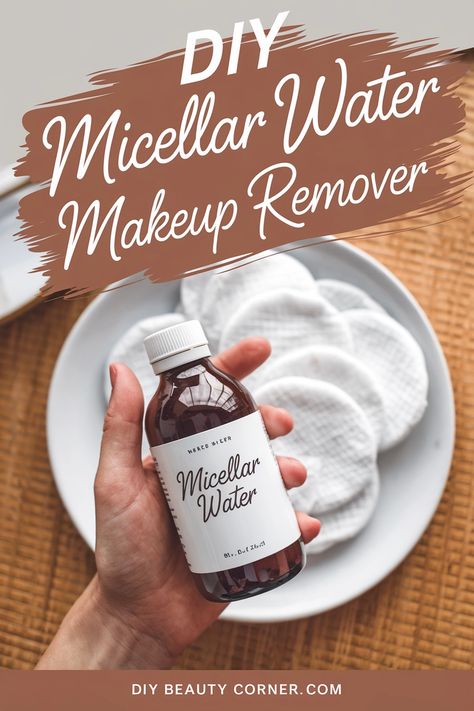 Homemade Micellar Water, Diy Micellar Water, Diy Cleansing Balm, Natural Makeup Remover Diy, Makeup Remover Recipe, Diy Natural Makeup, Makeup Remover Balm, Homemade Makeup Remover, Diy Lotions