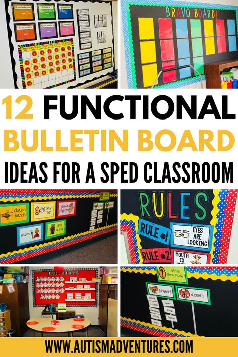 "Unlock the potential of your special education classroom with strategic bulletin board setups! Our latest blog post offers practical advice and inspiring ideas to help you create visually engaging learning spaces. Check it out now!" Self Contained Bulletin Boards, Self Contained Classroom Bulletin Board, Classroom Decor For Special Education, Bulletin Board Ideas For Sped Teachers, Classroom Check In Board, Sped Bulletin Board, Special Needs Bulletin Board Ideas, Special Education Classroom Decor Ideas, Special Ed Bulletin Boards