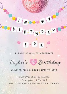 27 Birthday Invitation, Taylor Swift Birthday Theme Party, My First Era Birthday Taylor Swift, Eras Tour Birthday Theme, Taylor Swift Bday Invitation, Eras Tour Birthday Party Decoration, Taylor Swift 4th Birthday, Taylor Swift Themed Birthday Party Ideas, Taylor Swift Era Birthday Party