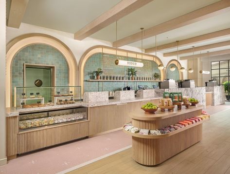 EMERALD BAY MARKET PLACE — BLUR Workshop Scandinavian Store Design, Instagramable Walls Cafe, Bakery Interior Design, Bakery Counter, Workshop Interior, Food Court Design, Cafe Counter, Bakery Interior, Emerald Bay