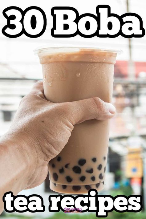 Unique and delicious boba tea recipes to raise your bubble tea game. From classic flavors to creative twists, you'll love these homemade boba tea creations. Bobo Tea Recipe, Homemade Boba Tea Recipe, Home Made Boba, Boba Balls Recipe, Boba Tea Recipes, Homemade Boba Tea, Lychee Bubble Tea, Homemade Boba, Boba Flavors