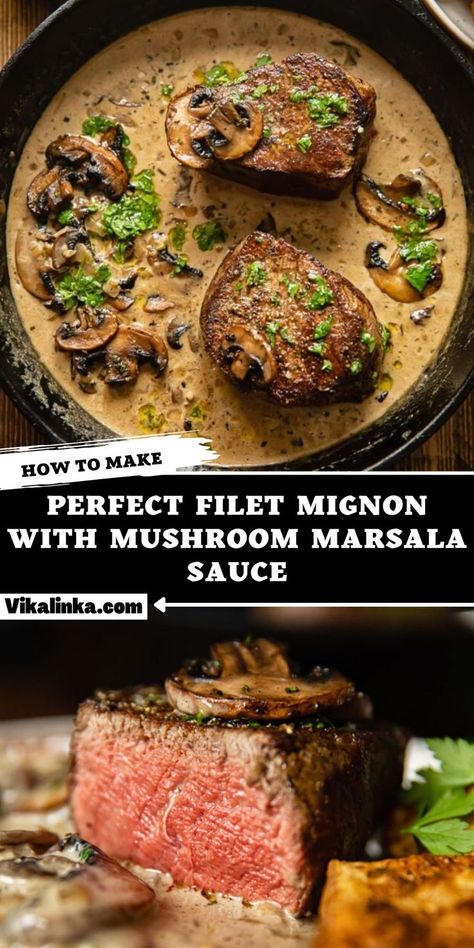 Tenderloin Recipes Beef Filet Mignon, Italian Filet Mignon, Filet Mignon Marsala, Sauce For Fillet Steak, Filet Mignon With Mushrooms, Filet Marsala Recipe, Filet Mignon With Red Wine Sauce, Mushroom Sauce For Filet Mignon, Filet Mignon Mushroom Sauce