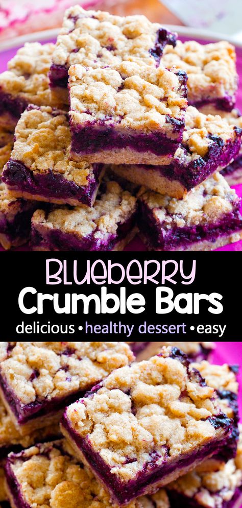 Pie, Fast Blueberry Dessert, Healthy Sheet Pan Desserts, Healthy Blueberry Bars, Blueberry Protein Bars, Healthy Blueberry Desserts, Easy Blueberry Crumble, Fruit Bars Recipe, Healthy Blueberry Recipes