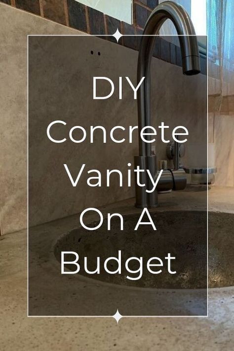 In love with a concrete bathroom vanity, but not happy about the pricetag? With this diy concrete bathroom vanity project, you can enjoy a stylish yet rugged look for your bathroom. diy | diy bathroom | bathroom | vanity| concrete vanity | concrete | bathroom vanity Diy Concrete Bathroom Countertops, Diy Concrete Bathroom, Bathroom Vanity Concrete, Diy Concrete Sink, Concrete Bathroom Vanity, Cement Sink, Concrete Vanity Top, Concrete Bathroom Sink, Concrete Vanity