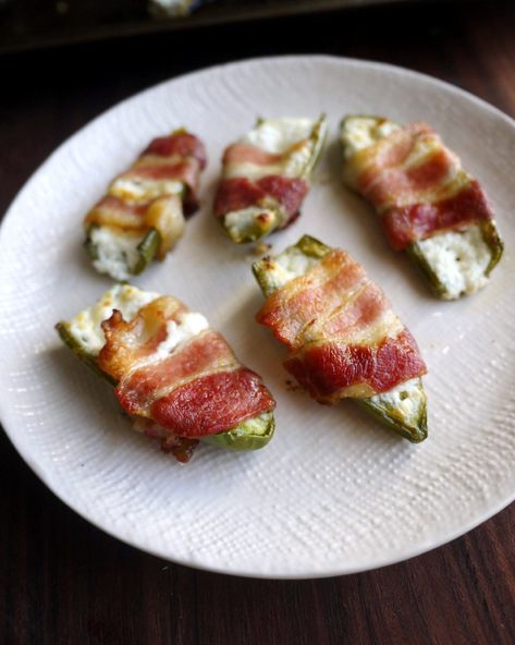 Spice Up Your Super Bowl Sunday: Goat Cheese-Stuffed, Bacon-Wrapped Jalapenos Stuffed Jalapeños, Paleo Appetizers, Bacon Wrapped Jalapenos, Stuffed Jalapenos With Bacon, Low Carb Meal, Tailgating Recipes, Low Carb Appetizers, Super Bowl Sunday, Cheese Appetizers