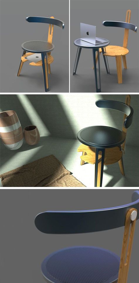 Portable Chair Design, Multifunctional Furniture Design, Furniture Space Saving, Portable Furniture, Study Table And Chair, Compact Desk, Drawing Furniture, Compact Furniture, Modular Chair