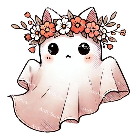 Halloween Animals Drawing, Adorable Drawings Kawaii, Cat Halloween Drawing, Halloween Cute Art, Spooky Cat Drawing, Kawaii Cat Tattoo, Cute Kawaii Eyes, Ghost Drawing Cute, Kawaii Halloween Art