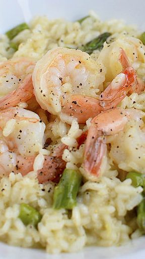 Simple Shrimp and Asparagus Risotto Shrimp Asparagus Risotto, Shrimp And Asparagus Recipes, Shrimp And Asparagus Risotto, Shrimp Dinners, White Recipes, Asparagus Risotto, Asparagus Recipes, Shrimp And Asparagus, Risotto Recipe