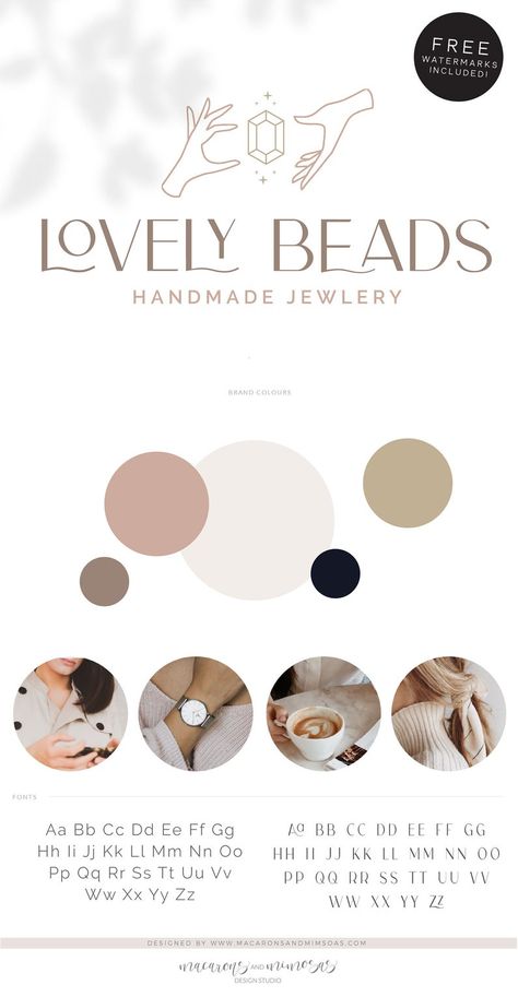 Beads Logo Design Ideas, Beads Logo Design, Beads Logo, Branding Boards, Bohemian Logo, Boho Logo Design, Colour Codes, Premade Branding Kit, Jewelry Logo Design