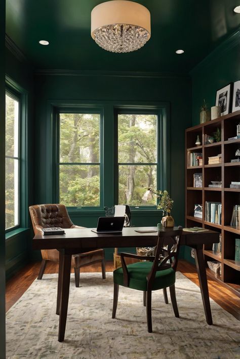 Looking for the perfect paint for your cozy hideaway? Discover why Dark Hunter Green (SW 0041) is the top choice for creating a warm retreat in 2024. #Ad #homedecor #homedesign #trendgirlApartment #Painthome #interiorarchitecture Wall Colors Green Room Colors
Bright Room office Colors
Apartment Renovation
Home office Remodeling
Modern Paint Colors
2024 Dark Green Wall Interior, Green Room And Ceiling, Forest Green Study Room, Green Room With Wallpaper, Hunter Green Library Room, Hunter Green Office Walls, Home Office Dark Green, Deep Green Office Walls, Dark Green Walls With Wood Trim