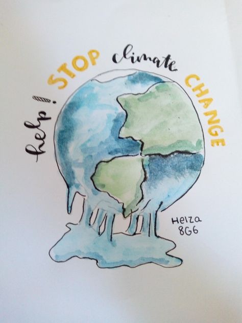 Poster on climate change Environmental Art Projects, Save Water Poster Drawing, Change Pictures, Planet Drawing, Protest Posters, Awareness Poster, Change Picture, Poster Drawing, Climate Action