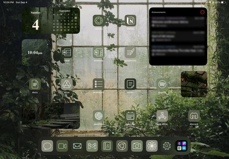 Academic Ipad Home Screen, Ipad Widgets Green Aesthetic, Ipad Green Aesthetic Homescreen, Dark Green Ipad Aesthetic, Ipad Wallpaper Setup Aesthetic, Academic Ipad Wallpaper, Earthy Ipad Aesthetic, Ipad Wallpaper Ideas Green, Ipad Home Screen Layout Aesthetic Green