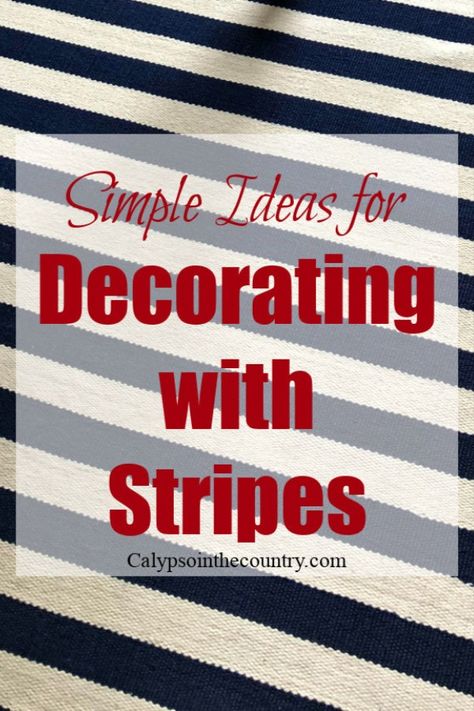 Simple ideas for using stripes in your home decor! Stripes are classic and so perfect for spring and summer! From patriotic tablescapes to cabana stripes by the pool to striped rugs and more! Also includes shopping finds and diy projects with painted stripes and all kinds of striped crafts. Striped Area Rug Living Room, Blue Striped Couch, Blue Striped Chair, Dining Room Paint Ideas, Dining Room Paint Color Ideas, Paint Dining Room, Dining Room Paint Color, Room Paint Ideas, Patriotic Tablescapes