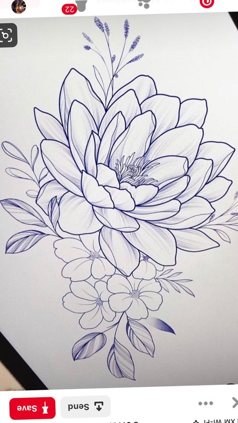 Lotus Flower Tattoos, Flores Tattoo, Arte Aesthetic, Seni 2d, Tattoo Stencil Outline, Floral Tattoo Design, Flower Sketches, Floral Drawing, Desenho Tattoo