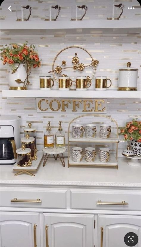 Beverage Stations, Coffee Bar Ideas Kitchen Counter, Flipping Business, Coffee Station Kitchen, Kitchen Countertop Decor, Coffee Bar Station, Kitchens Design, Bar Station, Furniture Flipping