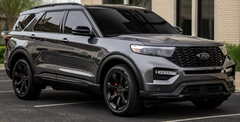 Ford Explorer St Custom, Ford Explorer St Black, Ford Explorer Aesthetic, 2023 Ford Explorer St, Black Ford Explorer, White Ford Explorer, Wallpapers Business, 2023 Ford Explorer, Ford Explorer St