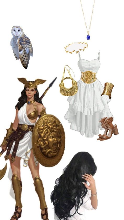 Greek mythology Zeus And Athena Costume, Gods And Goddesses Outfit, Greek Myth Costume, Halloween Costumes Greek Mythology, Athena Inspired Outfit, Greek Godesses Outfit, Greek Mythology Inspired Outfits, Greek Mythology Halloween Costumes, Greek Inspired Outfits