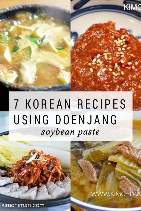 7 recipes using Doenjang – a traditional Korean soybean paste made from fermented soybeans. Includes classic soups and stew recipes plus an Instant Pot option. #soy #soysauce #souprecipeseasy #instantpot #koreanfood #kimchimari Doenjang Jjigae Recipe, Korean Soups, Korean Seasoning, Asian Baking, Fermented Soybeans, Doenjang Recipe, Soybean Paste, South Korean Food, International Dishes