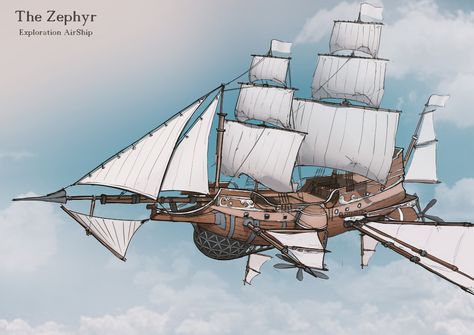 Flying Ship Art, Flying Ships Fantasy Concept Art, Dnd Airship Art, Steampunk Airship Concept Art, Fantasy Airship Concept Art, Steampunk Airship Art, Flying Ship Concept Art, Airship Dnd, Dnd Airship