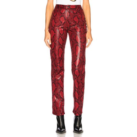 Maison Margiela Faux Snakeskin Pants (€650) ❤ liked on Polyvore featuring pants, red trousers, red pants and maison margiela Snakeskin Pants, Red Leather Pants, Snake Print Pants, Red Trousers, Red Snake, Red Pants, Animal Skin, Rock Style, Pants Outfit