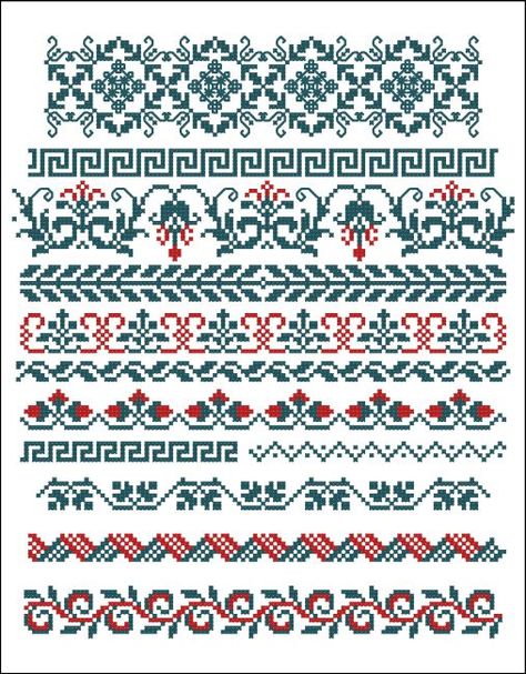 Borders cross-stitch Border Motifs, Cross Stitch Borders Corner, Cross Stitch Boarders, Cross Stitch Border Pattern, Framed Cross Stitch, Cross Stitch Bookmarks, Pola Sulam, Mini Cross Stitch, Cross Stitch Borders