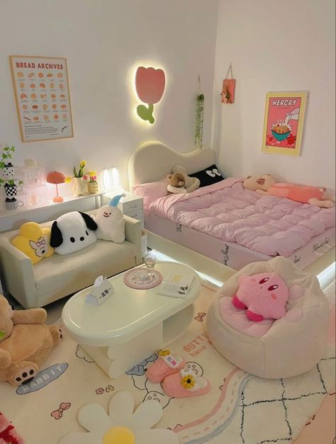 Pastel Pink And Blue Room, Small Room Makeover, Dream Bedroom Inspiration, Kawaii Bedroom, Pastel Room Decor, Uni Room, Cute Bedroom Ideas, Ideas Room, Room Redesign