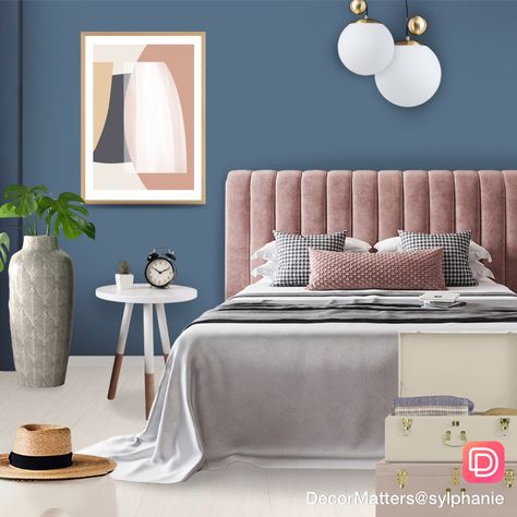 Blue and pink bedroom