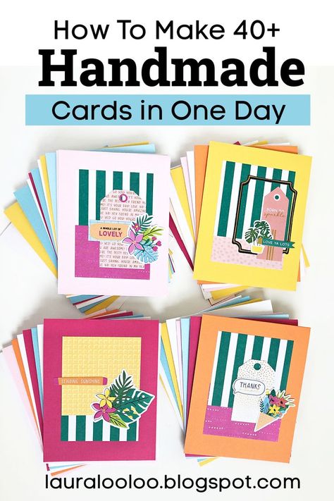 Handmade Card Tutorials Cardmaking, Mass Produced Handmade Cards, Simple Thank You Cards Diy, Diy Card Kits, Home Made Cards Ideas Simple, A6 Cards Ideas, Simple Card Design Handmade, Easy Handmade Cards Ideas Simple, Card Stamping Ideas