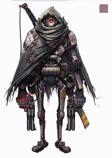 ArtStation - JunkBot #1, Marcus Luk Robots Concept Art, Steampunk Robot, Art Cyberpunk, Arte Ninja, Cool Robots, Arte Robot, Star Wars Rpg, Arte Cyberpunk, Titanfall