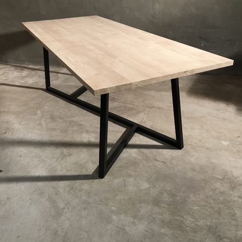 Iron Table, Woodworking Project, Black Steel, Wood Table, Folding Table, Dining Area, Woodworking Projects, Diy Furniture, Furniture Design