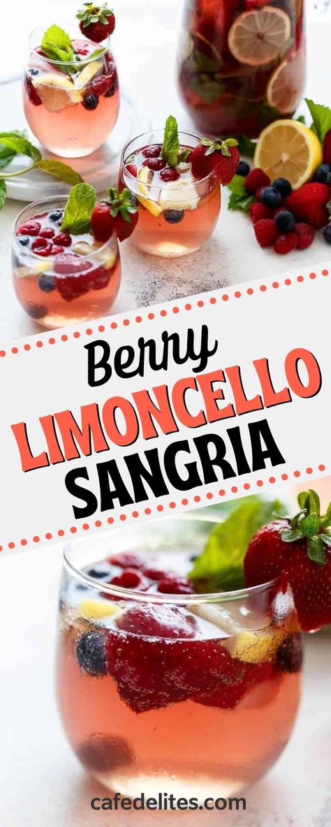 Berry Sangria Recipes Olive Garden, Sangria With Brandy Recipe, Italian Party Drinks, Italian Alcoholic Beverages, Italian Cocktails For A Crowd, Italian Sangria Recipes, Italian Drinks Alcohol Cocktails, Limoncello Sangria Recipe, Berry Sangria Recipes