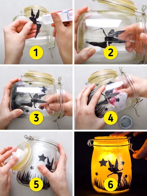 How to Make a DIY Nightlight / 5-Minute Crafts Fairy Jars Diy, Fairy Mason Jars, Fairy Garden Birthday Party, Idee Babyshower, Fairy Lanterns, Small Glass Jars, Fairy Jars, Diy Jar Crafts, Fairy Crafts