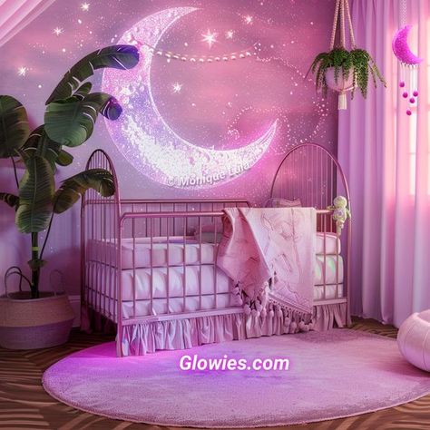 Girl Space Nursery, Moon Baby Nursery, Galaxy Nursery, Unique Cribs, Moon Room, Monique Lula, Star Bedroom, Fancy Bedroom, Baby Room Themes