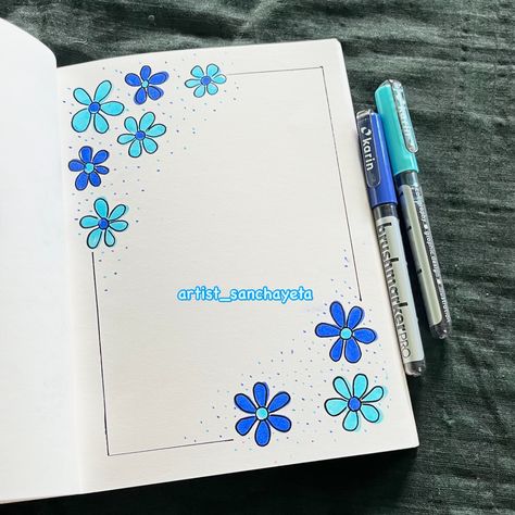 Blue 🩵#borderdesign #borderdesigns #project #journal #journalinspiration #explorepage✨ #exploremore #schoolproject #frontpage #frontpagedesign Note Book Border Design, Doodling Designs, Borders For Project, Blue Border Design, Project Journal, Boarders Designs For Projects, Book Cover Page Design, Beginner Drawing Lessons, Book Art Projects