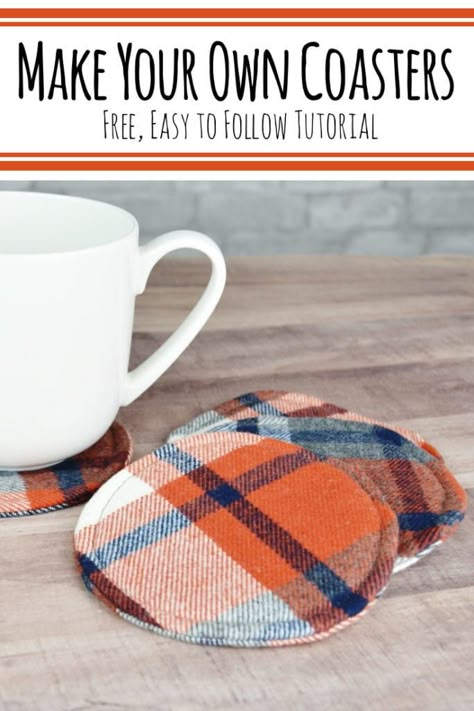 Learn how to make your own coasters in no time at all by following this easy free sewing tutorial. These DIY coasters are perfect for using up fabric scraps! #coasters #diycoasters #kenarry #ideasforthehome Quilted Coasters, Fabric Crafts Diy, Mug Rug Patterns, Diy Fabric Crafts, Fall Sewing, Fabric Coasters, Sewing Tutorials Free, Diy Coasters, Small Sewing Projects