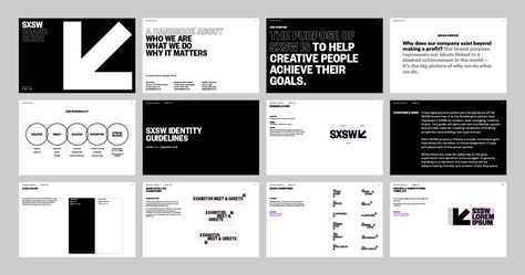 Brand New: New Logo and Identity for SXSW by Foxtrot Brand Guidelines Design, Keynote Design, Texas Design, Presentation Slides Design, 포트폴리오 레이아웃, Presentation Deck, Presentation Design Layout, Brand Manual, Slides Design