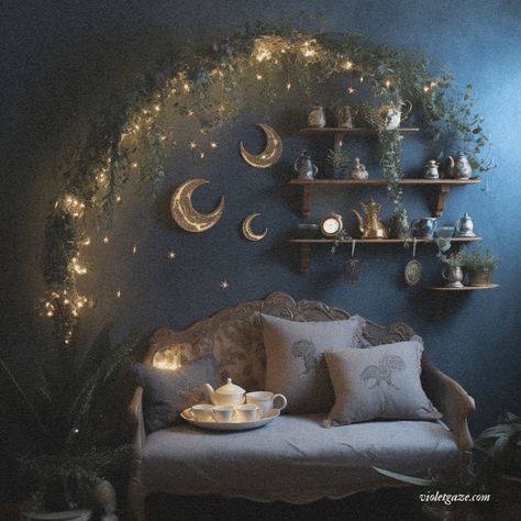 Fairycore Interior, Fairycore Room, Whimsical Bedroom, Dream Bedroom Inspiration, Dark Home Decor, Goth Home Decor, Witchy Decor, Dream Room Inspiration, Bedroom Aesthetic