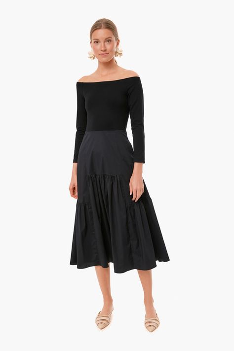 Black Marissa Dress | Tuckernuck Tuckernuck Dress, Kenzo Dress, Twiggy Dress, Classic Dress, Tier Skirt, Dresses Xs, Side Zipper, Fit And Flare, Off The Shoulder