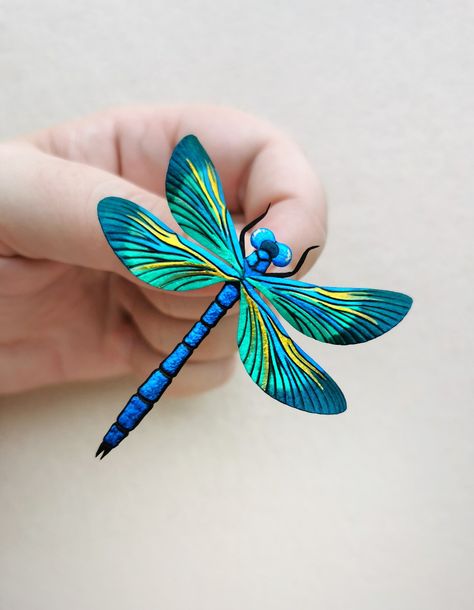 Dragonfly Clay Art, Polymer Clay Dragonfly, Dragonfly Clay, Clay Dragonfly, Dragonfly Artwork, Whimsical Art Paintings, Fused Glass Artwork, Dragonfly Wings, Flower Drawing Design