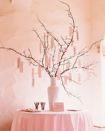 cherry blossom wishing tree for the newlyweds. Avatar Wedding, Japanese Party, Guest Book Tree, Wedding Branches, Wedding Guest Book Unique, Cherry Blossom Wedding, Japanese Wedding, Wishing Tree, Reception Design