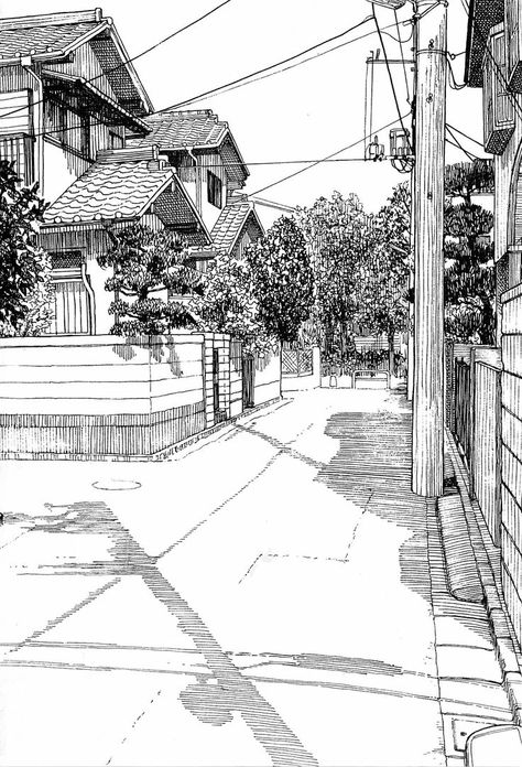 / Landscape Sketch, White Drawing, Perspective Art, Background Drawing, Architectural Sketch, Perspective Drawing, Landscape Drawings, Urban Sketching, Architecture Sketch