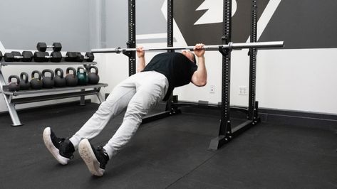 Six Benefits of Inverted Rows That'll Turn Your Workout Upside Down  | BarBend Row Variations, Inverted Row, Barbell Row, Lower Back Muscles, Latissimus Dorsi, Back Squats, Arm Muscles, Heavy Weights, Upper Body Strength